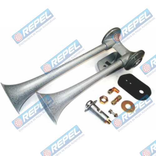 Buzina AR 2 Cornetas Zamak Alumínio C/Valv. Pedal 