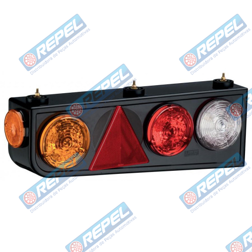 Conjunto Lanterna Traseira LED 24V Randon Carretas Implementos Lado Direita C/Triangulo