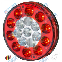 Lanterna Traseira LED 12V Multifunção Universal Carretas Implementos Carretinhas Vermelha e Cristal 