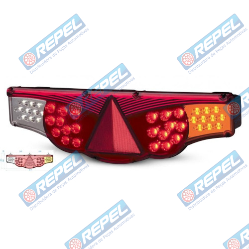 Lanterna Traseira LED 12V Fixação Superior Adaptação Carretas e Caminhões