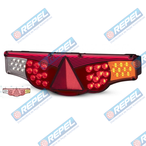 Lanterna Traseira LED 24V FIxacao Por Traz Adaptação Carretas Implementos Caminhões L/Esquerdo