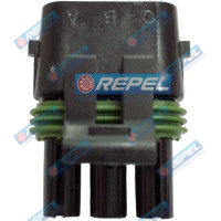 Conector Delphi 3Vias Chicote Colhedora John Deere 3510 3520 3522 (Plug Macho)