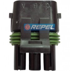 Conector Delphi 3Vias Chicote Colhedora Case A7000 A7700 A8000 A8800 (Plug Macho)