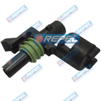 Conector Weatherpack 1Vias Chicote Colhedora Case A7000 A7700 A8000 A8800 (Plug Fêmea)