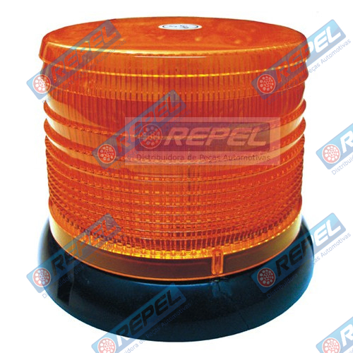 Sinalizador LED Rotativo e Flash Advertencia Amarelo 12V 100Leds Universal Medidas Aprox.: diam.16 x 12,8cm
