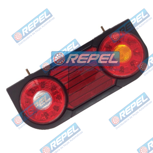 Conjunto Lanterna Traseira LED 24V Carretas e Implementos Adaptações e Universais Modelo Braslux DUO Lado Esquerdo Com Fixação SUPERIOR