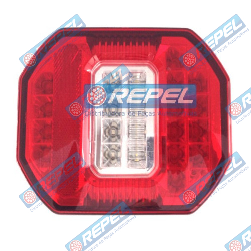 Lanterna Traseira LED 24V Multifunção MF II Adaptações Caminhões Carretas Implementos Caminhão VW e Cargo Com Vigia (luz de placa)