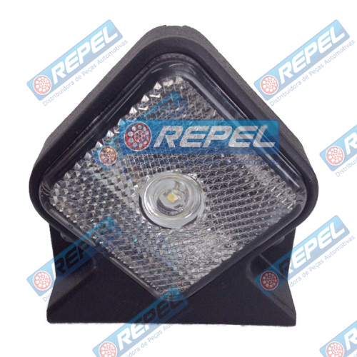Lanterna Frontal LED Cristal Branco Carreta e Implementos Guerra 2012> Quadrada Com Suporte