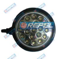 Farol Milha Slim Redondo 19 Led Branco 24V  (Carcaça preta) Universal Adaptação