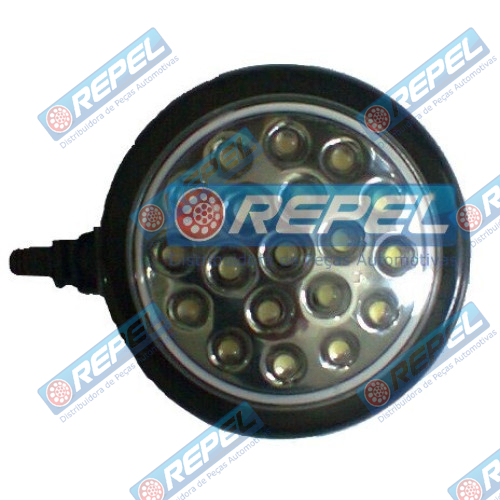 Farol Milha Slim Redondo 19 Led Branco 24V  (Carcaça preta) Universal Adaptação