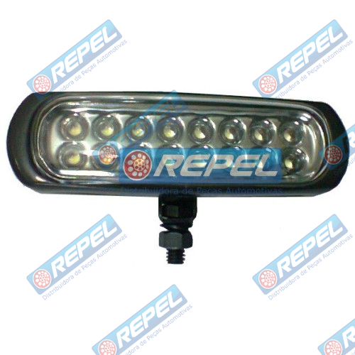 Farol Milha Slim Retangular 16 Led Branco 24V  (Carcaça preta) Universal Adaptação