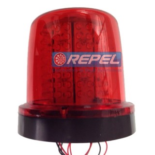 Giroled Giroflex LED 24V 128Leds Vermelho Fixo Por Párafuso Universal e Adaptações Policia Ambulancia Empilhadeira Moto Guinchos