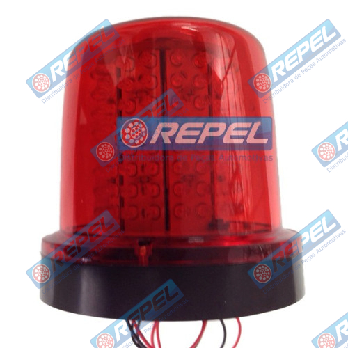 Giroled Giroflex LED 24V 128Leds Vermelho Fixo Por Párafuso Universal e Adaptações Policia Ambulancia Empilhadeira Moto Guinchos