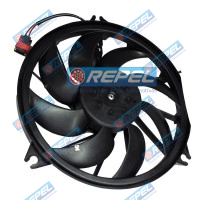 Eletroventilador GMV (Ventoinha) Radiador Peugeot 206 2002 a 2008 Com Ar Defletor e Resistência e Motor 393mm 8Pás