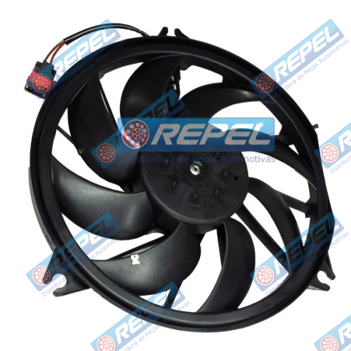 Eletroventilador GMV (Ventoinha) Radiador Peugeot 206 2002 a 2008 Com Ar Defletor e Resistência e Motor 393mm 8Pás