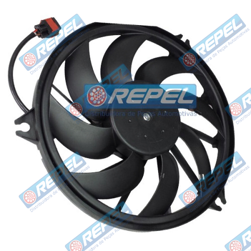Eletroventilador GMV (Ventoinha) Radiador Peugeot 207 2008 Com Ar Defletor e Resistência e Motor 390mm 7Pás