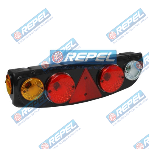 Conjunto Lanterna Traseira Com Triangulo Carretar e Implementos Rodofort e Adaptação Lado Esquerdo Com Lanterna Lateral LED