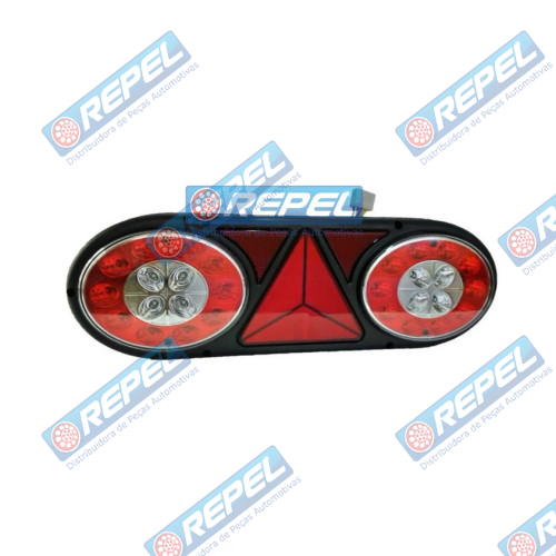 Conjunto Lanterna LED 24V Adaptação Carretas Implementos Cegonhas Caminhões Lado Esquerdo Com Triangulo 