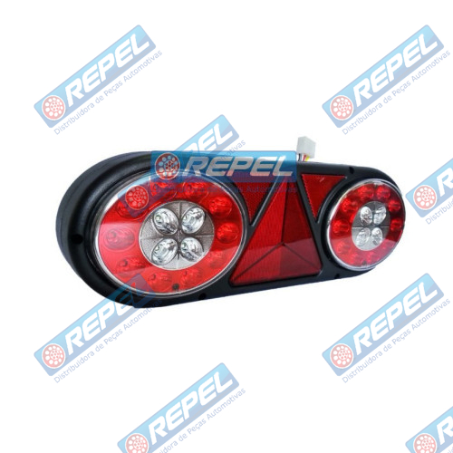 Conjunto Lanterna LED 24V Adaptação Carretas Implementos Cegonhas Caminhões Lado Direito Com Triangulo 