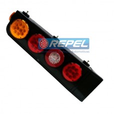 Conjunto Lanterna Traseira LED 24V Randon Carretas Implementos 2008> C/Triangulo e Aba Lado Esquerda