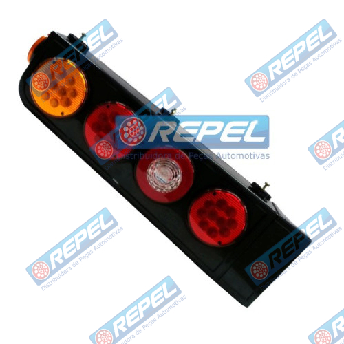 Conjunto Lanterna Traseira LED 24V Randon Carretas Implementos 2008> C/Triangulo e Aba Lado Direita