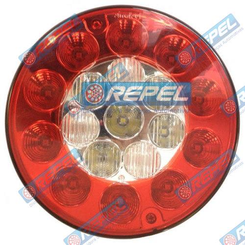 Lanterna Traseira LED Bivolt Multifunção Universal Carretas Implementos Carretinhas Vermelha e Cristal