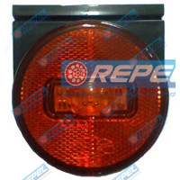 Lanterna Lateral LED 24V Carreta Guerra Com Suporte Fixo e Plug Original Amarela