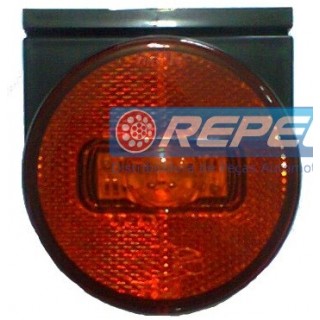 Lanterna Lateral LED 24V Carreta Guerra Com Suporte Fixo e Plug Original Amarela
