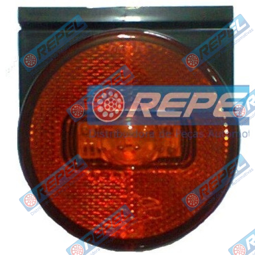 Lanterna Lateral LED 24V Carreta Guerra Com Suporte Fixo e Plug Original Amarela