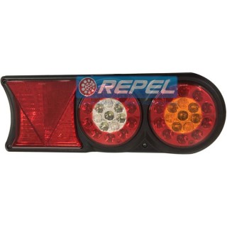 Conjunto Lanterna LED Bivolt12V 24V Circle Light (conector 6 vias) Carretas Implementos Universal 174mm x 458m Lado Direito