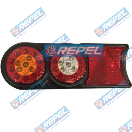 Conjunto Lanterna LED Bivolt12V 24V Circle Light (conector 6 vias) Carretas Implementos Universal 174mm x 458m Lado Esquerdo