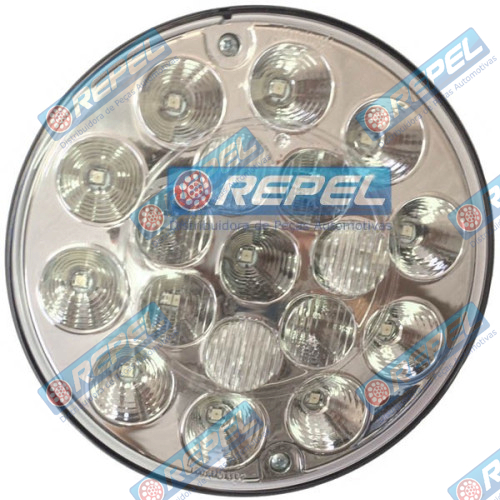 Lanterna Traseira LED Bivolt Carretas Barcos Implementos Reboque Redonda Meia Luz e Freio e Seta (VM e AM) 135MM 13,5Cm