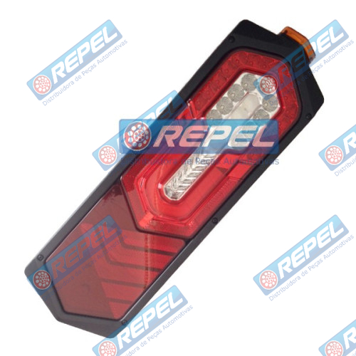 Conjunto Lanterna Traseira LED Bivolt Carretas e Implementos e Cegonhas Trailer Lado Esquerdo