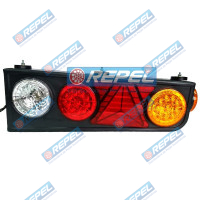 Conjunto Lanterna Traseira LED Carretas Semi Reboques Implementos Randon Com Triangulo Lado Esquerdo