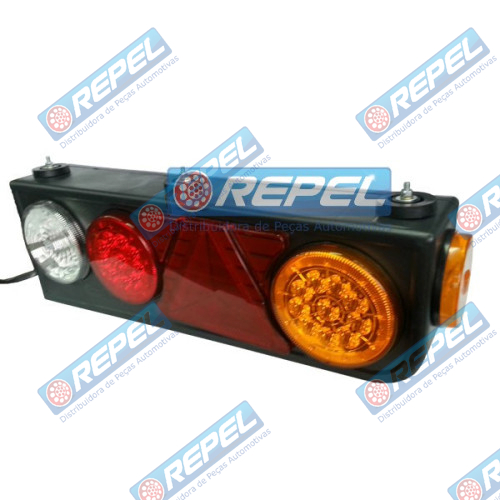 Conjunto Lanterna Traseira LED Carretas Semi Reboques Implementos Randon Com Triangulo Lado Direito