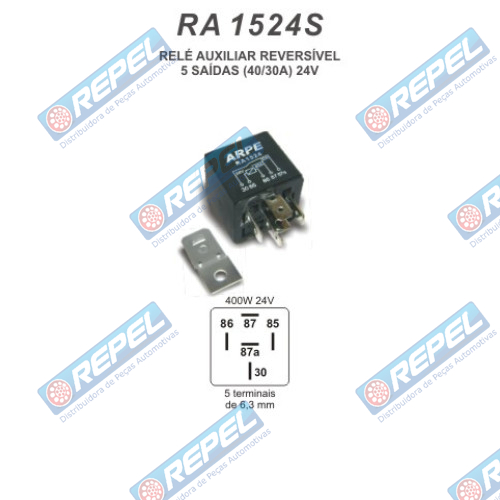 Rele Auxiliar 24V 5 Terminais Universal