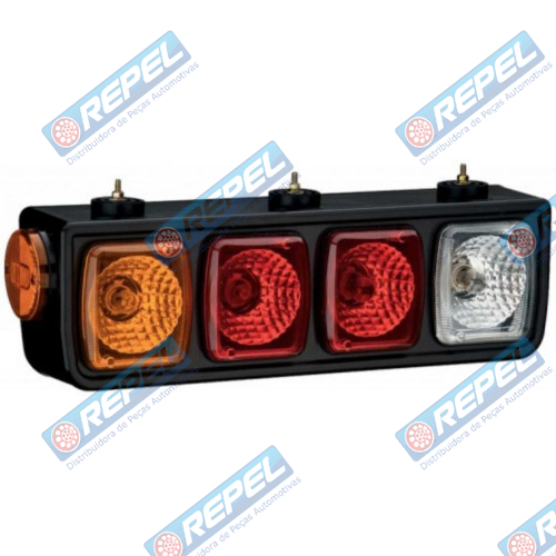 Conjunto Lanterna Traseira Carreta Guerra Moderna Cromada Lado Esquerdo